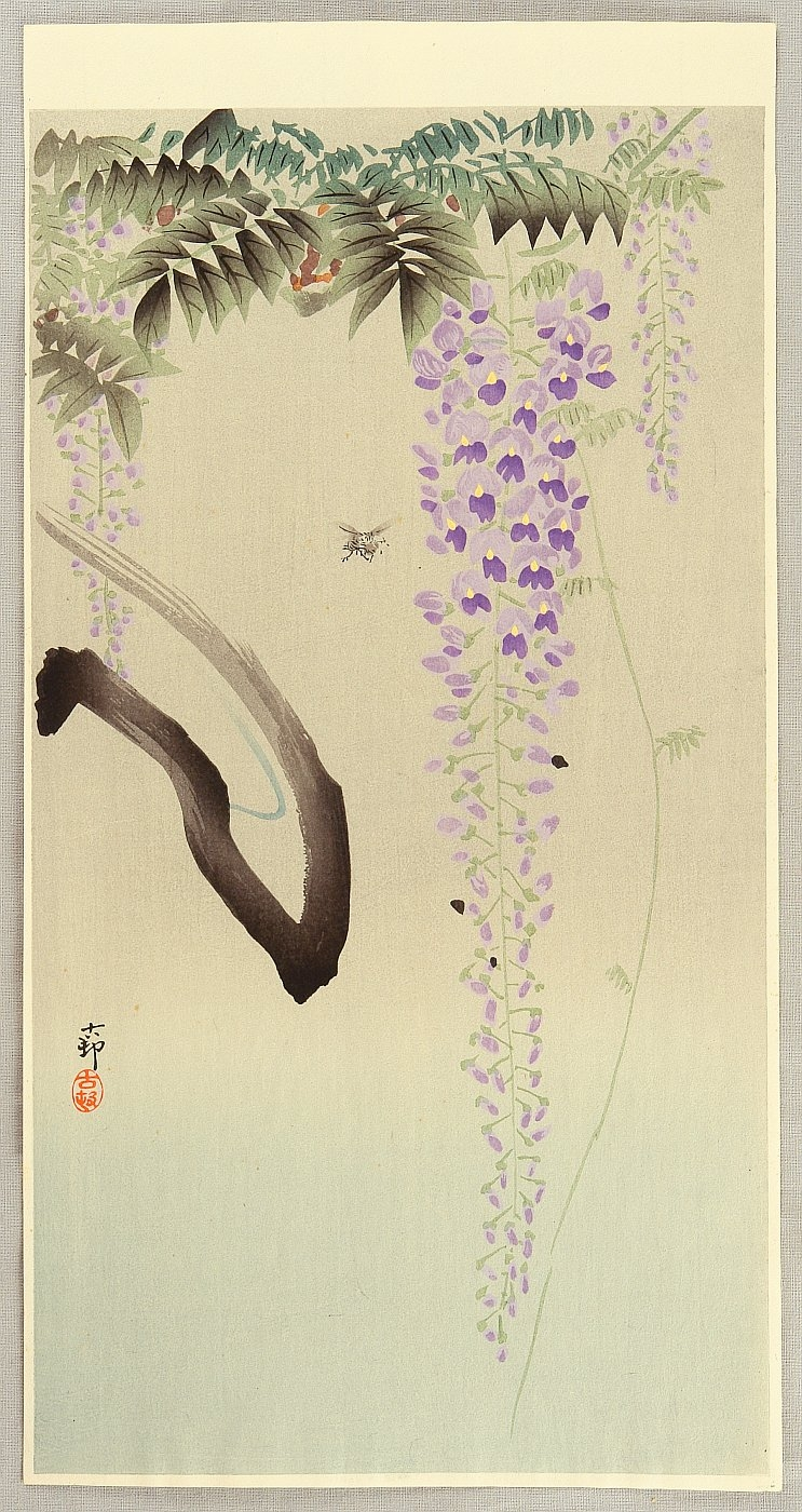 Ohara Koson, Wisteria and Bee