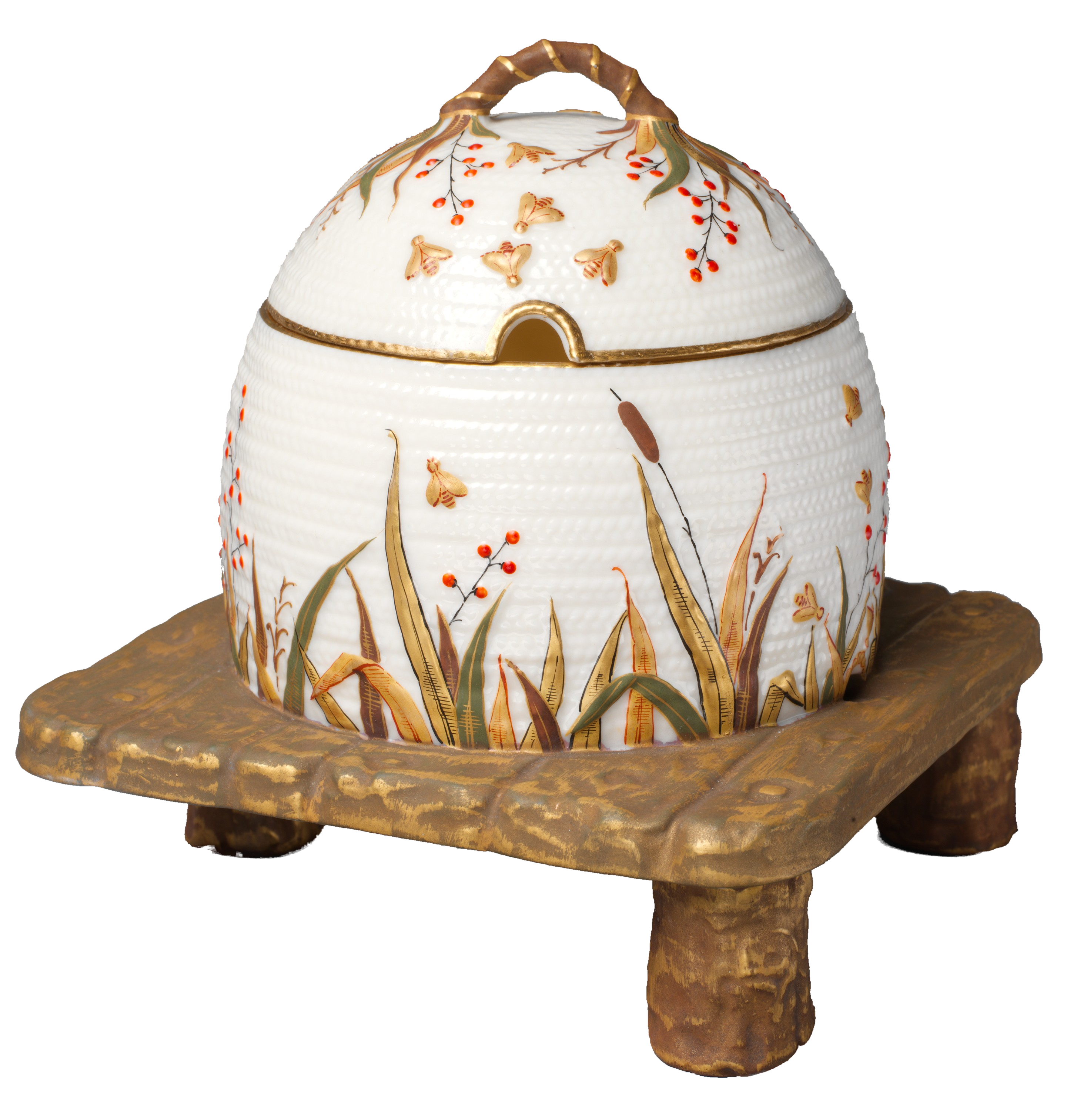 Ott & Brewer, Covered Porcelain Honey Pot