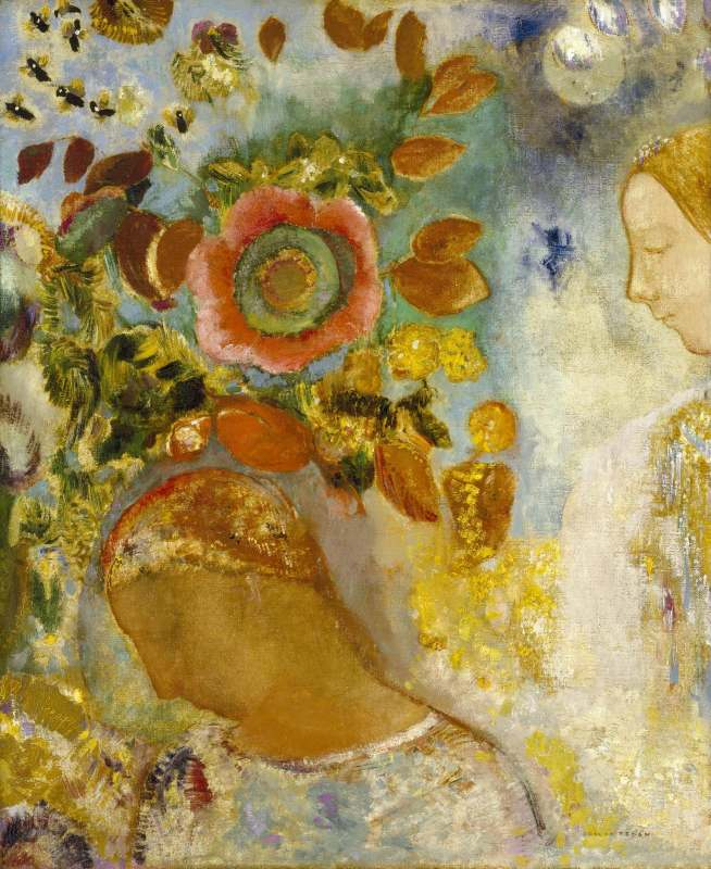 Odilon Redon, Two Young Girls Among Flowers